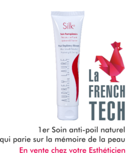Silk by Audrey Laure, 1er soin anti-poil naturel qui parie sur la mémoire de la peau, en vente chez votre esthéticien, La French Tech
